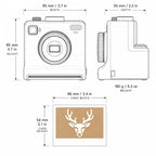 Brewcam dimensions: 95 x 95 x 55 mm, 180 g; stencil card 86 x 54 mm