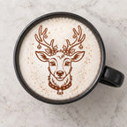 Reindeer latte art dusted on a cappuccino with Brewcam