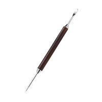 Brewcam latte art pen with wooden handle and stainless steel tips